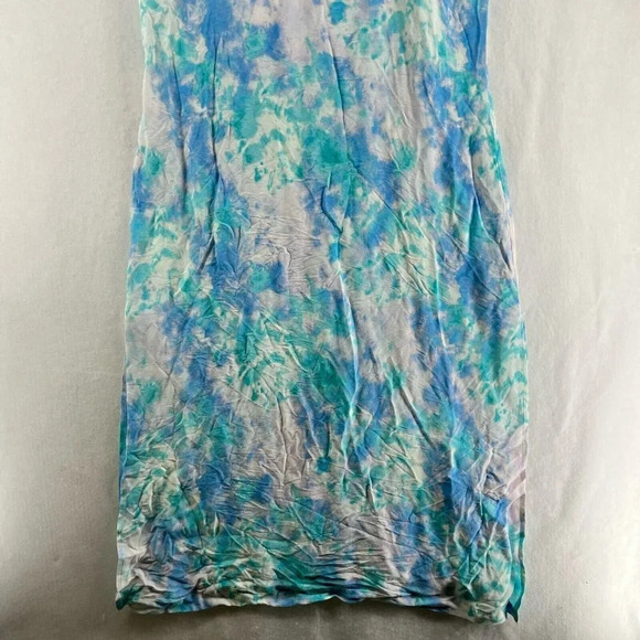Style & Co Slip Dress Large Blue Citrus Dye Cool Spaghetti Strap V Neck Slit - Picture 9 of 12